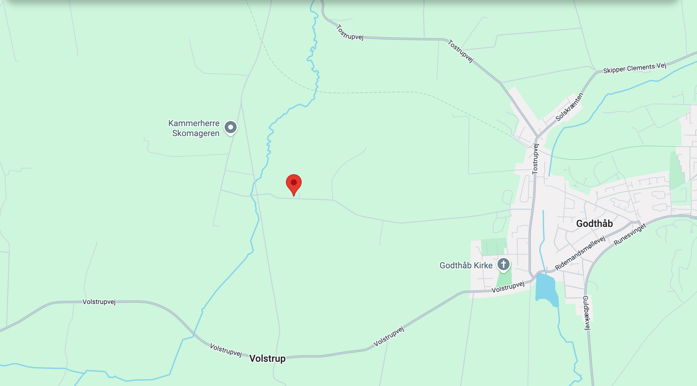 Verkstad Svenstrup J Et kort med markeringer hvor Svenstrup J værksted ligger